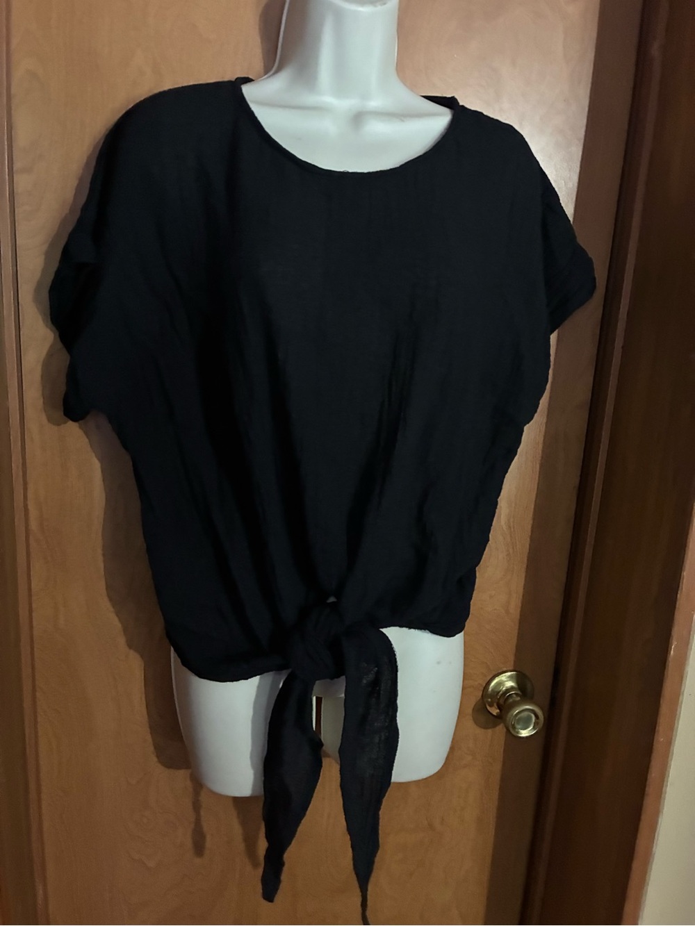Black Tie-Front Women’s Top